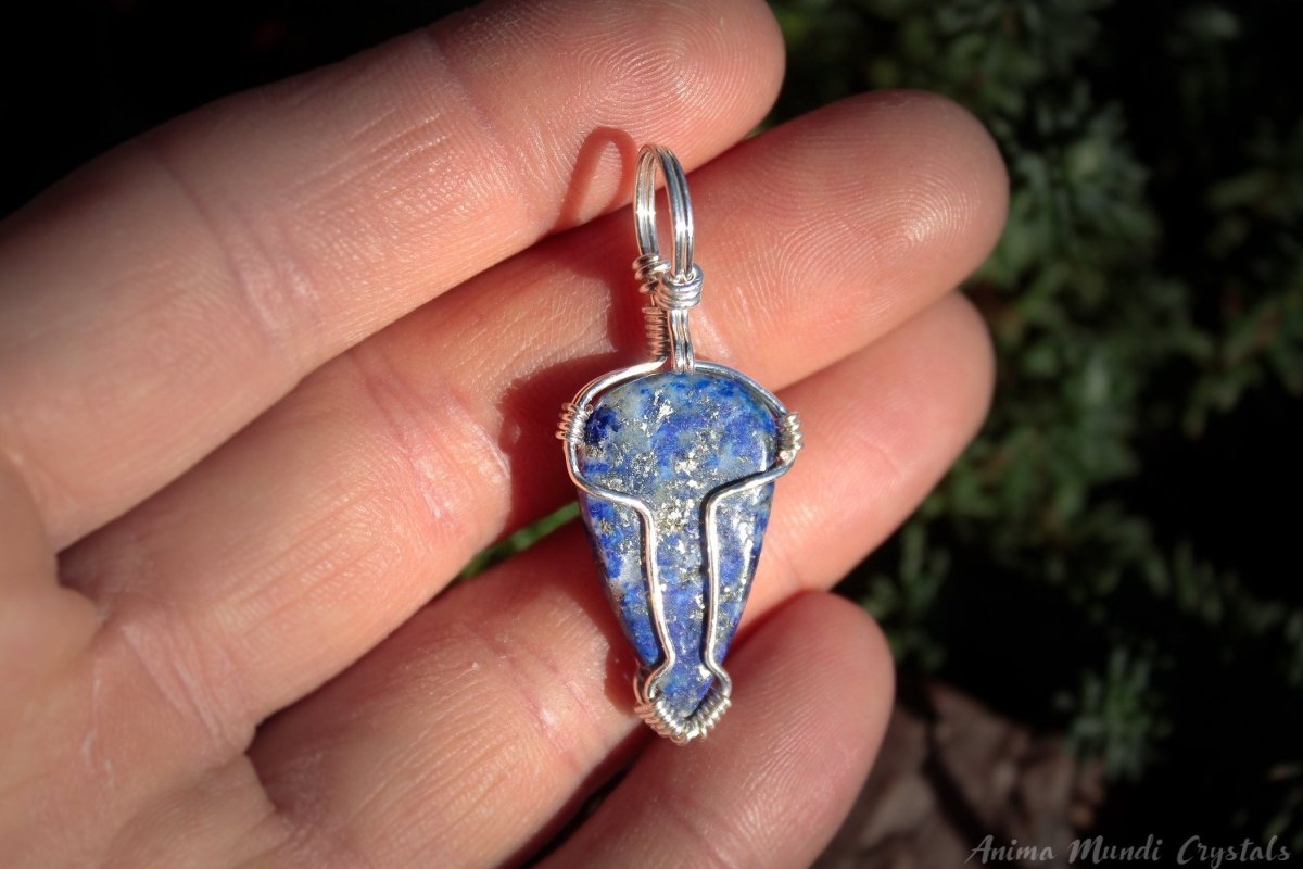 Lapis Lazuli Wire Wrapped Sterling Silver Necklace - Anima Mundi Crystals