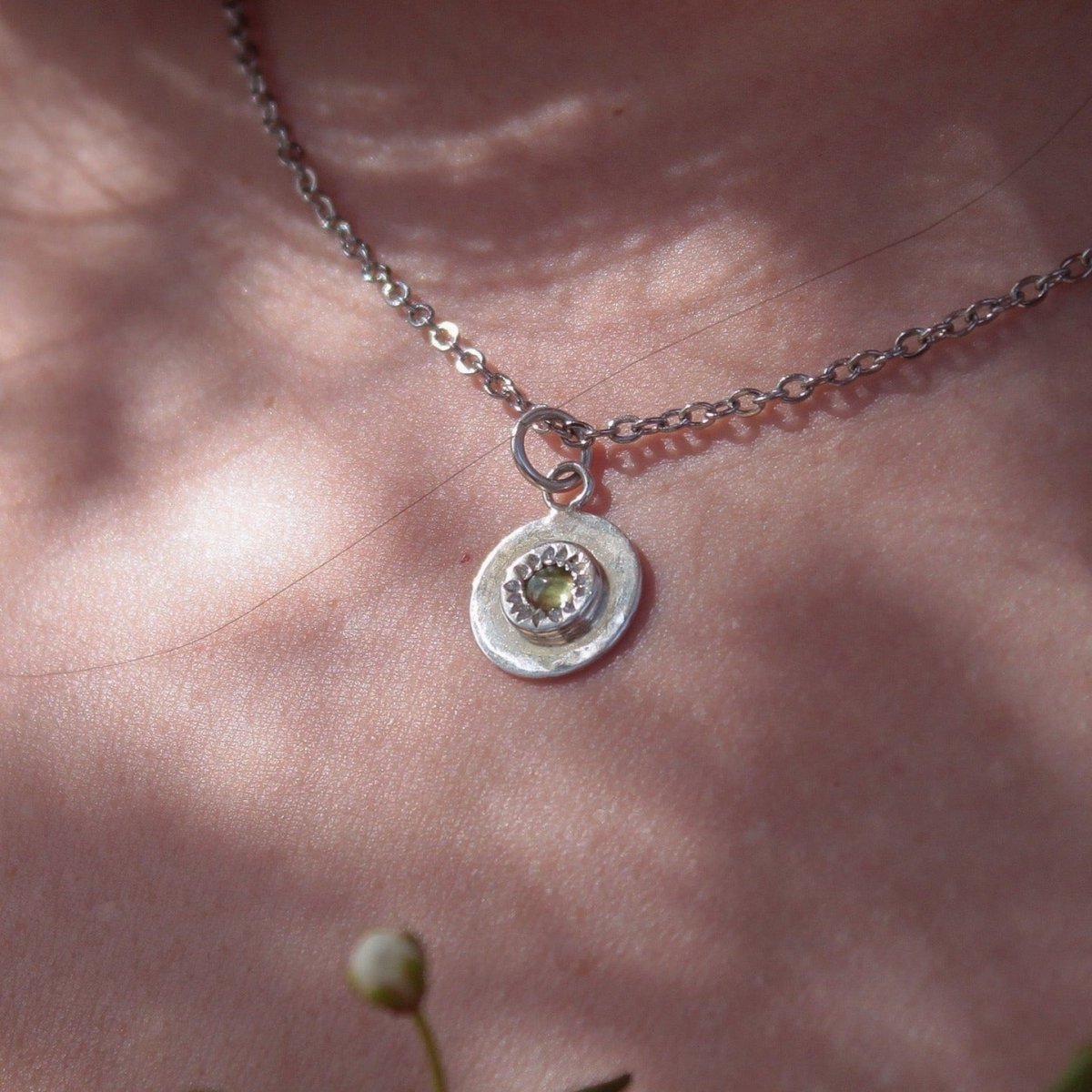 Mini Peridot Coin Necklace - Anima Mundi Crystals