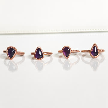 Amethyst Ring - Electroformed Copper