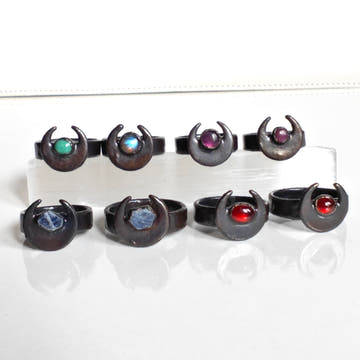 Moon Ring - Electroformed Copper with Natural Stones