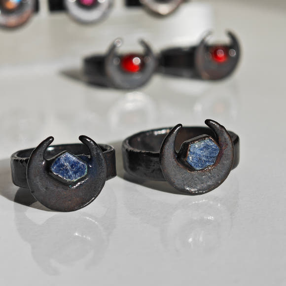 Moon Ring - Electroformed Copper with Natural Stones