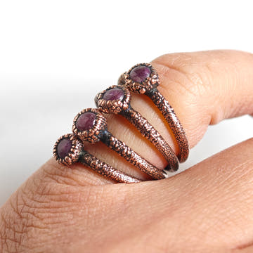 Ruby Ring - Electroformed Copper