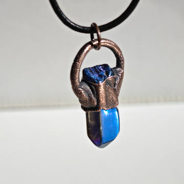 Colgante Cuarzo Aura Azul Metálico