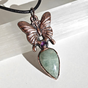 Colgante Mariposa · Aguamarina y Amatista