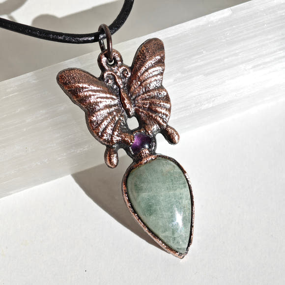 Colgante Mariposa · Aguamarina y Amatista