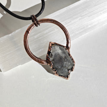 Hoop Pendant · Tibetan Quartz and Amethyst