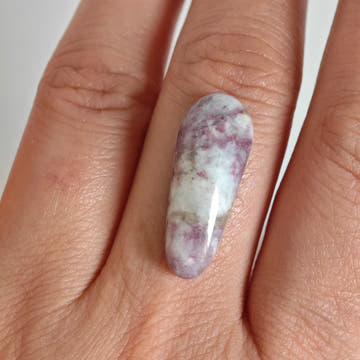 Pink Tourmaline in Quartz Cabochon · 25×10 mm
