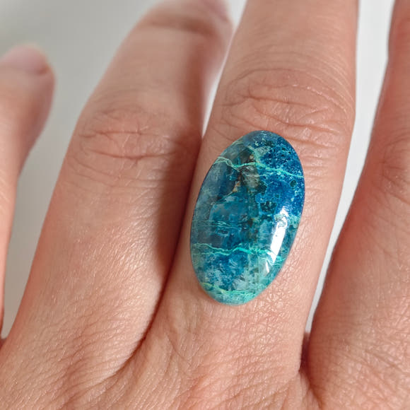 Cabujón de Shattuckita Oval · 22×13 mm · Namibia