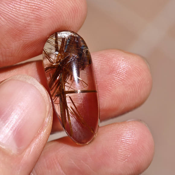 Cabujón Cuarzo Rutilado Cobre · 23×10 mm