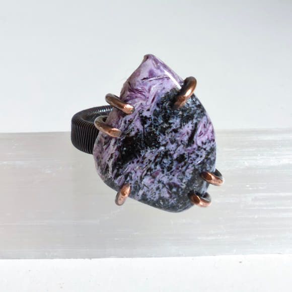 Charoite Ring - Freeform Cabochon