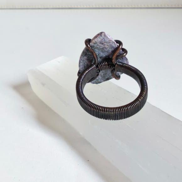 Charoite Ring - Freeform Cabochon