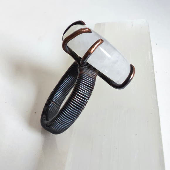 Rainbow Moonstone Ring · Copper