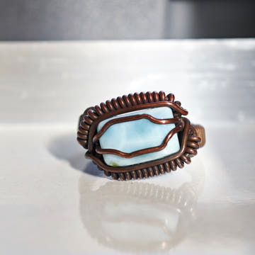 Rectangular Larimar Ring · Black Copper