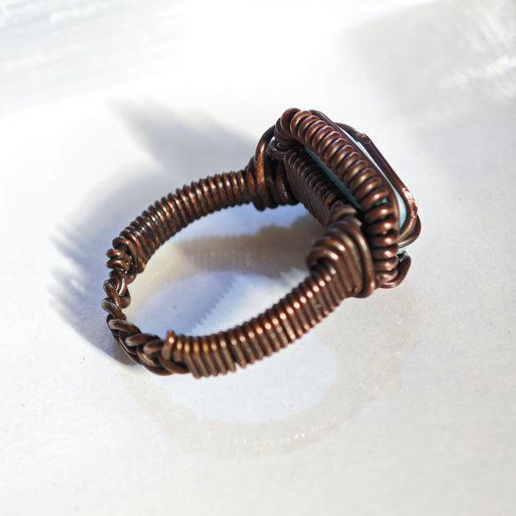 Anillo Larimar Rectangular Engarzado - Cobre Negro