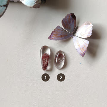 Clear Quartz Cabochons with Hematite Ghost Inclusions - 0