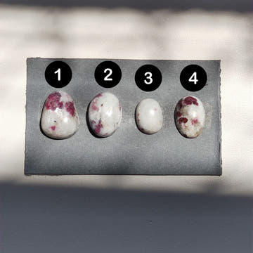 Oval and Teardrop Pink Tourmaline in Quartz Cabochons