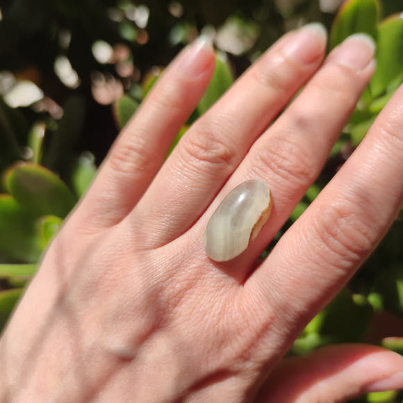 Hand-Carved Oval Blue Calcite