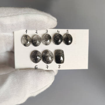 Small Black Rutilated Quartz Cabochons