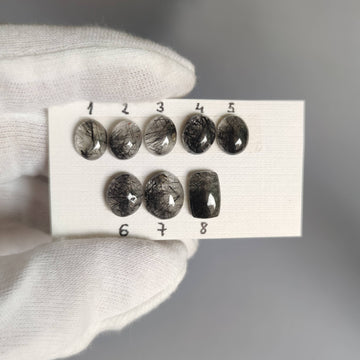Cabujones Pequeños de Cuarzo Rutilado Negro
