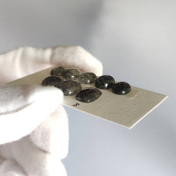 Small Black Rutilated Quartz Cabochons - 0