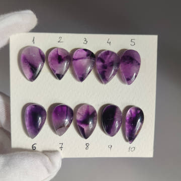 Trapiche Amethyst Teardrop Cabochons