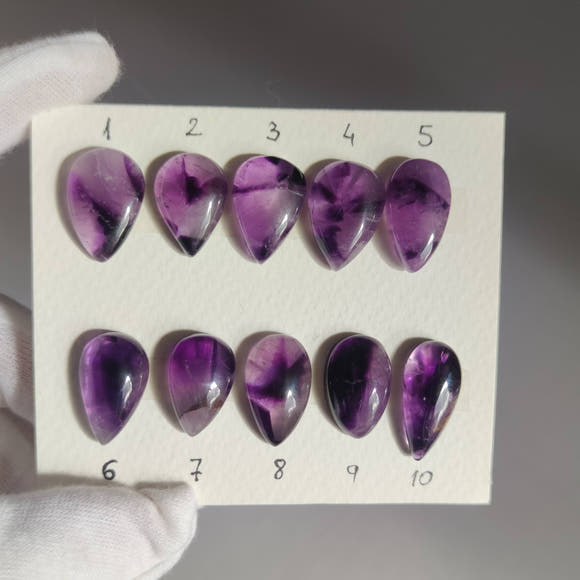 Trapiche Amethyst Teardrop Cabochons
