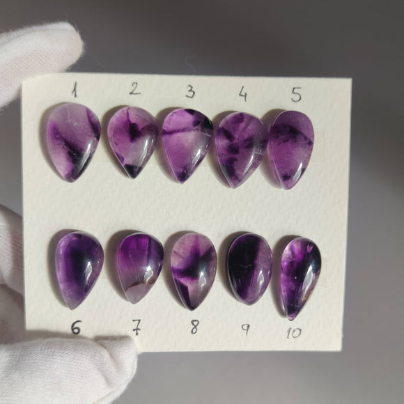 Cabujones Lagrima de Amatista Trapiche