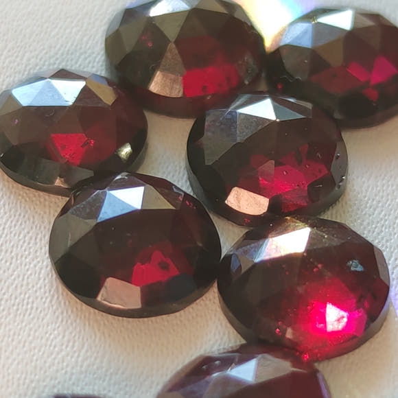 10mm Rhodolite Garnet Round Cabochons in Rose Cut