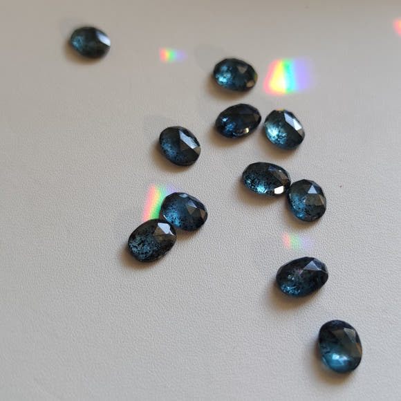 Moss Blue Kyanite Oval Cabochons in Rose Cut