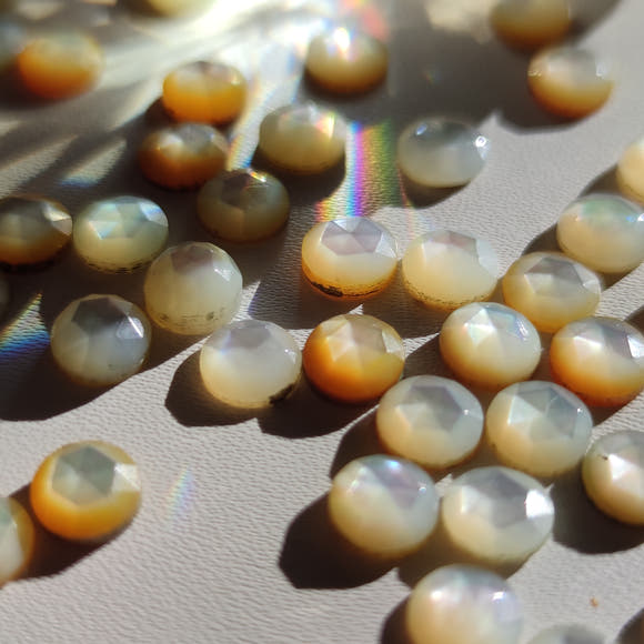 Round Mother of Pearl Cabochons 6mm in Rose Cut