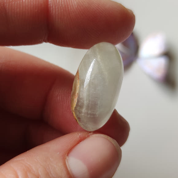 Hand-Carved Oval Blue Calcite