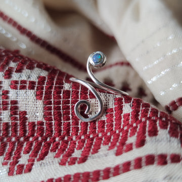 Anillo Ajustable ESPIRAL con Ópalo Negro Australiano Lightning Ridge