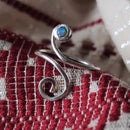 Anillo Ajustable ESPIRAL con Ópalo Negro Australiano Lightning Ridge-2