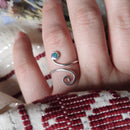 Anillo Ajustable ESPIRAL con Ópalo Negro Australiano Lightning Ridge-5