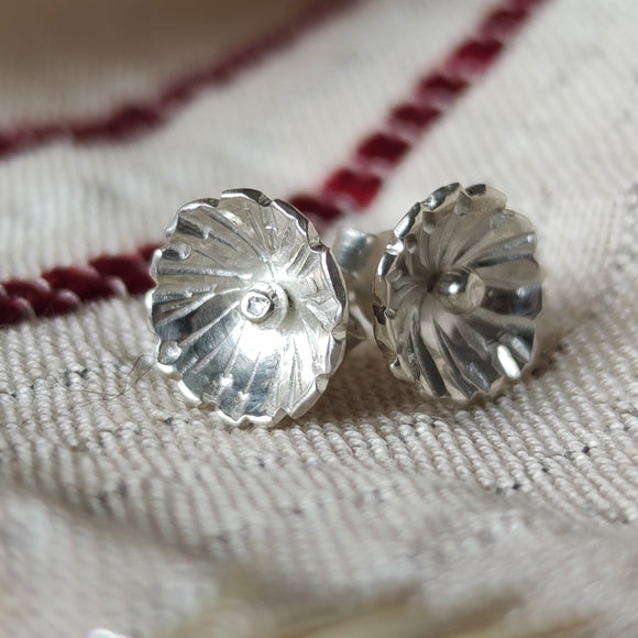 Pendientes de Plata Botón FLORES