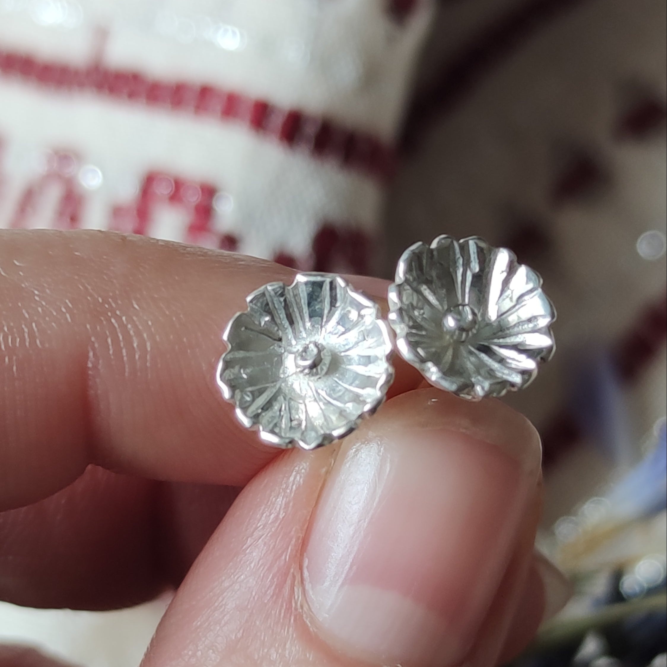 Pendientes de Plata Botón FLORES