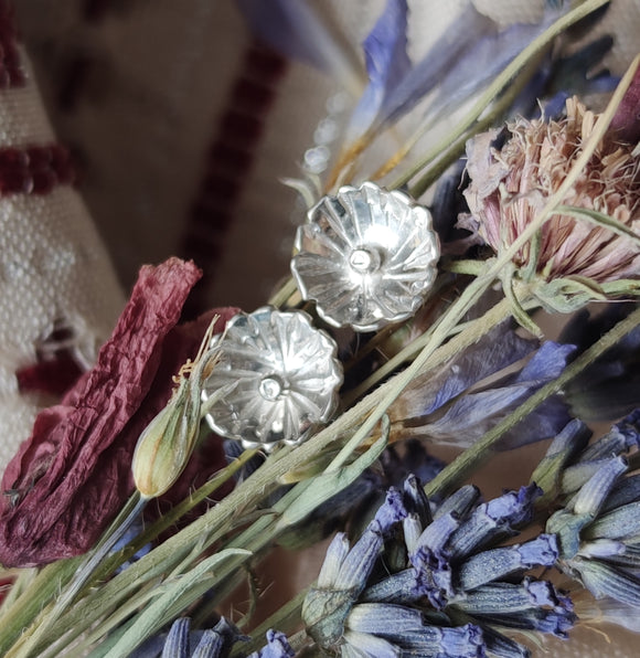 Pendientes de Plata Botón FLORES