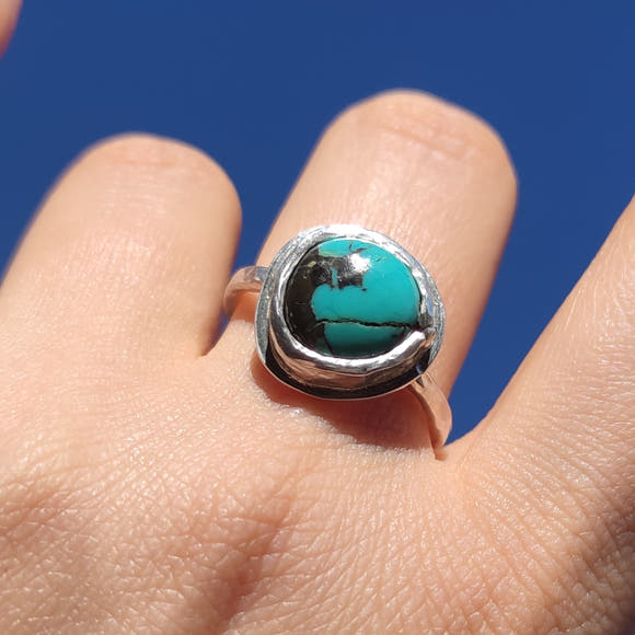 Rustic Ring with Tibetan Turquoise