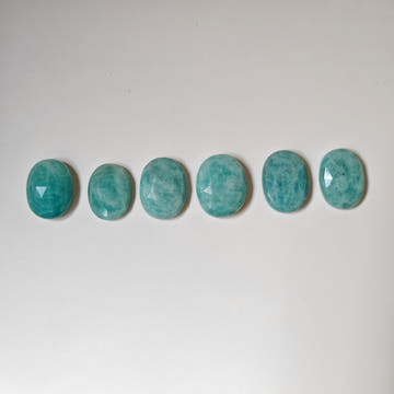 Amazonite Oval Cabochons Carved Rose - 0