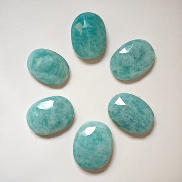 Amazonite Oval Cabochons Carved Rose