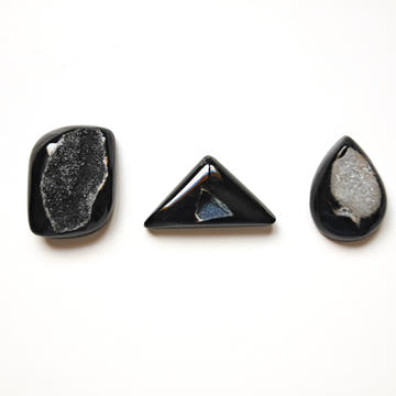 Black Onyx with Druzy Cabochons Assorted