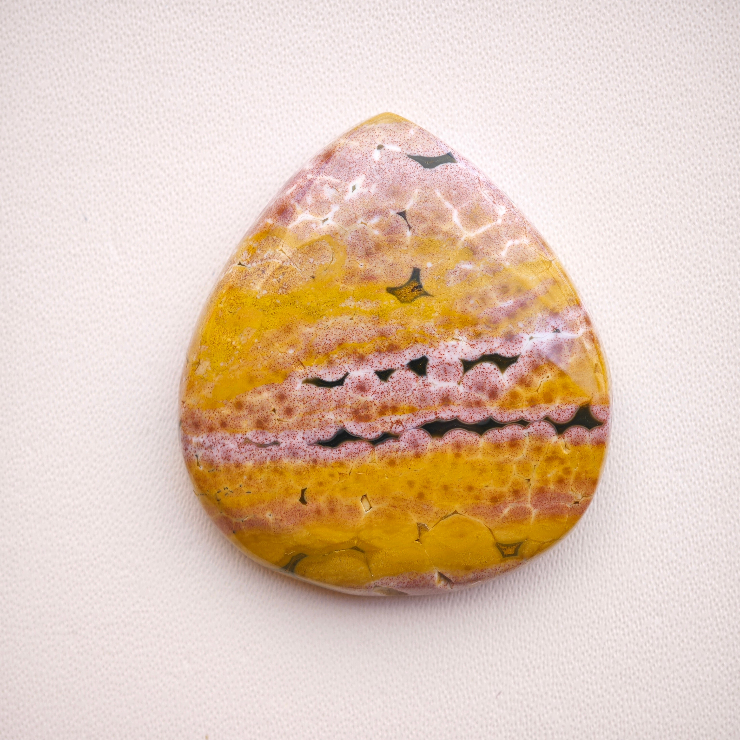 Jaspe Oceánico Rosa-Amarillo Cabujón Lágrima