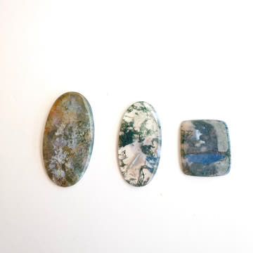 Moss Agate Oval and Rectangular Cabochons