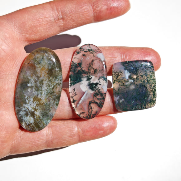 Ágata Musgo Cabujones Ovalados y Rectangular
