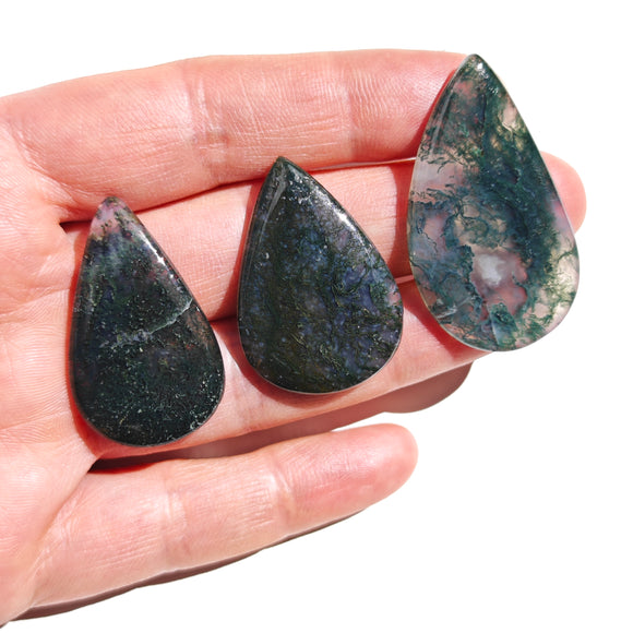 Ágata Musgo Cabujones Forma Lagrima