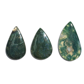 Moss Agate Teardrop Cabochons