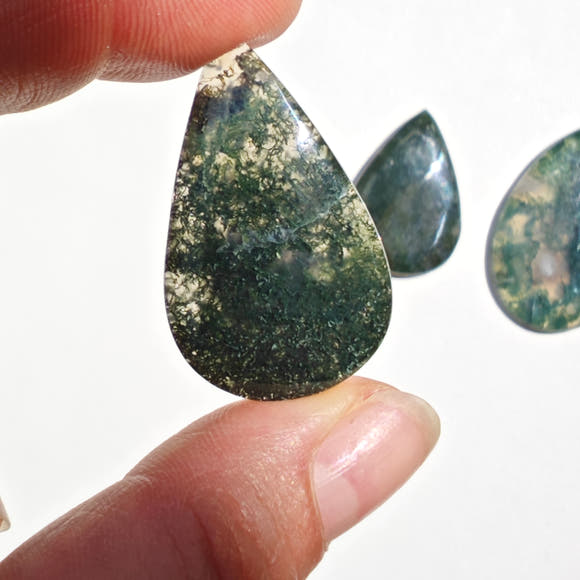 Moss Agate · Teardrop Cabochon 3 sizes