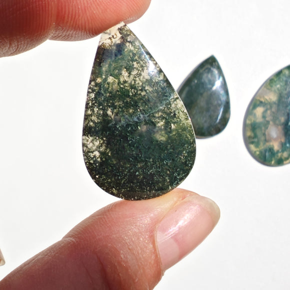 Ágata Musgo Cabujones Forma Lagrima