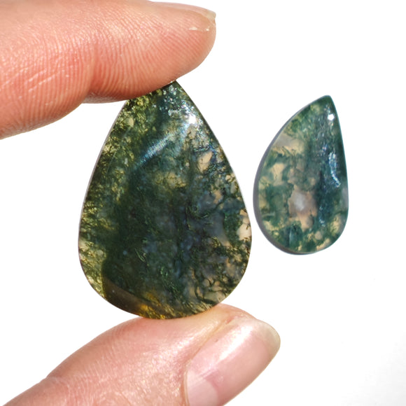 Ágata Musgo Cabujones Forma Lagrima