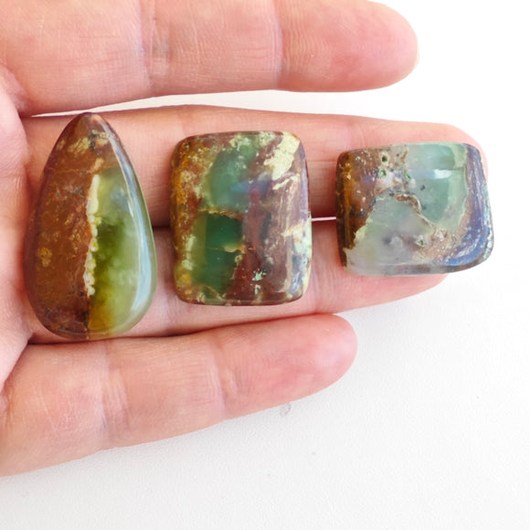 Crisoprasa Verde Cabujones Lágrima y Rectangulares